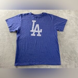 MLB Los Angeles LA Dodgers Blue Faded Logo T Shirt Mens Large Athletic Baseball